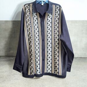 VTG Michael Irvin 88 Men's XL Brown Knit Embroidered Shirt Retro Textured